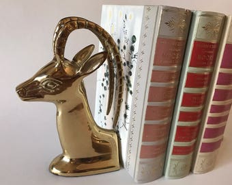 Brass Ibex Bookends | Brass Ram Bookends | Brass Gazelle Bookends