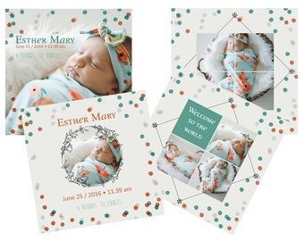 INSTANT DOWNLOAD Photoshop Birth announcement template