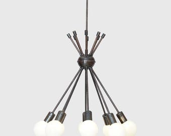 Modern Brass 8 Globe Sputnik Chandelier Light Fixture - Sputnik Starburst Chandelier