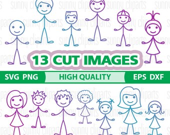 Stick People Svg, Stick Kids Svg, Stick Figure Svg, Stick Family Svg, Stick Decal, Silhouette Cameo Files, Clipart Svg, Svg File For Cricut