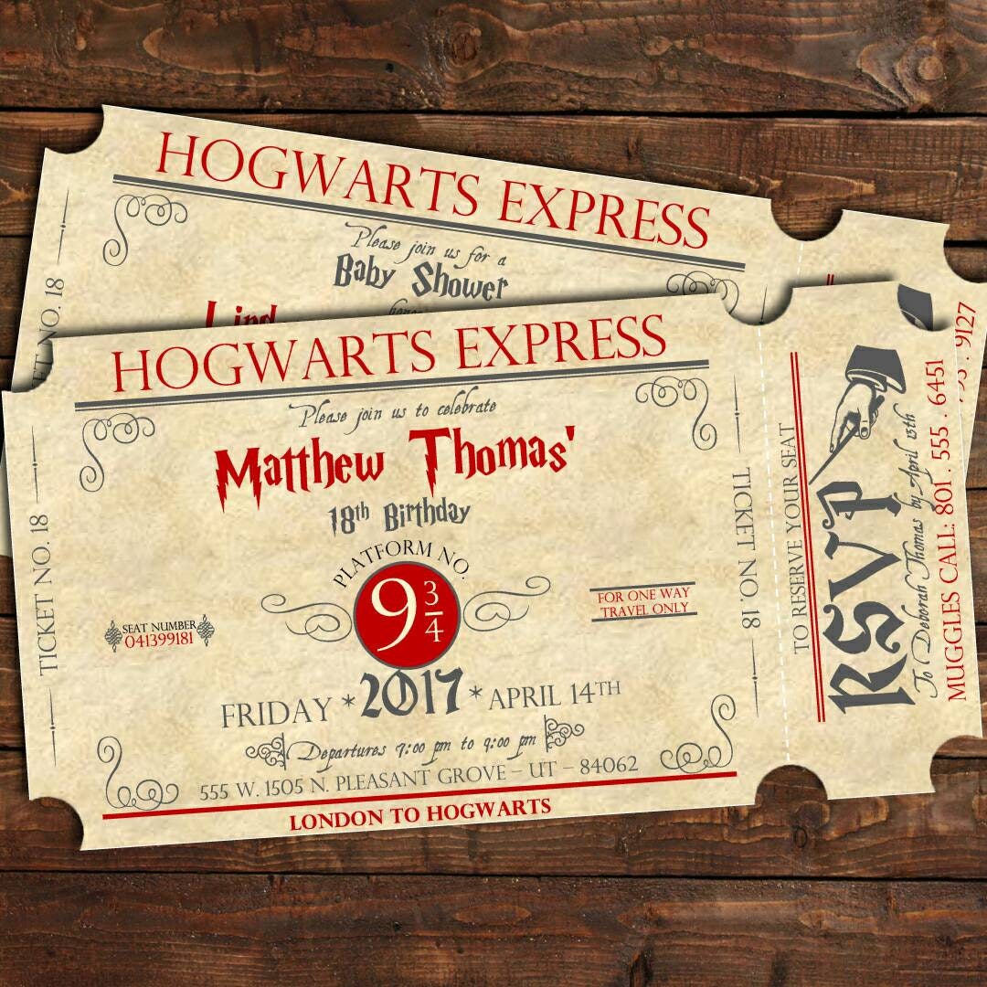 Harry Potter Birthday Train Ticket Invitation Harry Potter