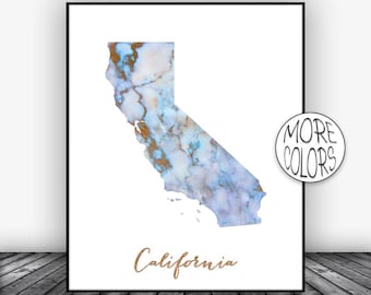 California Art Print California Decor California Print California Map Art Marble Art Map Print Map Wall Art Marble Decor ArtPrintsZoe
