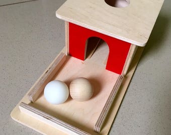 Montessori Toddler permanence box with tray and balls