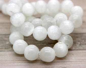 Selenite White Round Gemston Beads (4mm 6mm 8mm 10mm 12mm)