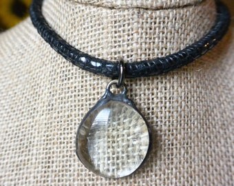 Black Snakeskin Leather Choker