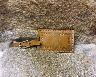 Leather luggage tag