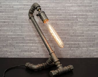 Pipe Lamp, Steampunk Pipe Lamp, Water Pipe Lamp, Metal Pipe Lamp, Edison Pipe Lamp.