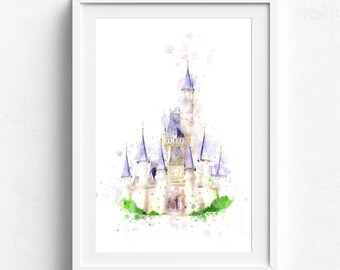 Disney castle, disney castle print, disney art, disney poster, disney watercolor, disney castle poster, disney art print, disney clipart