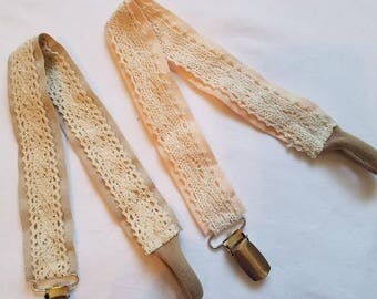 Ready to Ship Vintage Lace Pacifier Clip Paci Holder Ribbon Pacifier Clip Beige Pink