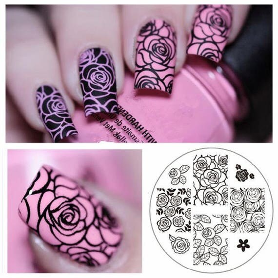 1 Set Nail Art Rose Flower Stamping Template Image Plate