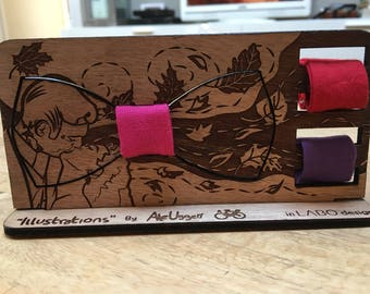 Wooden bow tie "Illustrations 01 by Ale Uggeri"
