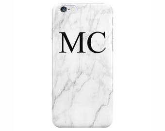 Personalised Name initials White Marble Phone Case for Apple iPhone 5 6 7 Plus & Samsung Galaxy S8 Personalized Customized Monogram