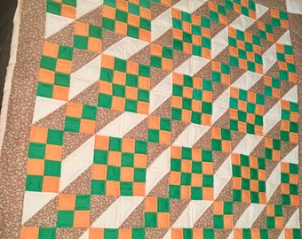 Handquilted Wagon Tracks lap throw