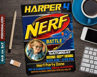 NERF Invitation - NERF Party Invitation - NERF Invite - Nerf Birthday - Nerf Birthday Invitation - Nerf Party - Nerf Birthday Invite - Nerf