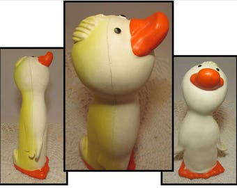 Vintage Yellow Rubber Duck Duckie Squeak Toy by Lane or Laneo, collectible