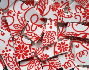 Mosaic Tiles--Red Chintz--60 Tiles