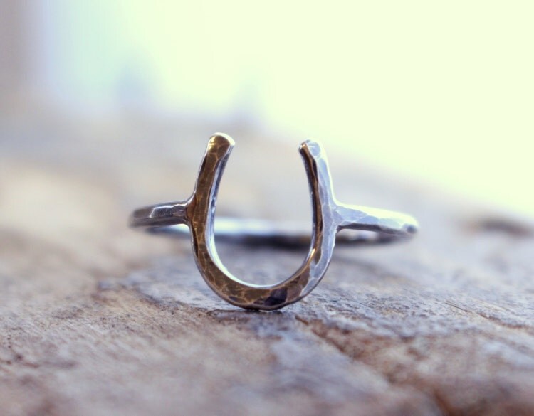 Rustic sterling silver horseshoe midi ring Horseshoe by MoodiChic