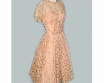 1950’s R & K Originals Peach Lace Party Dress