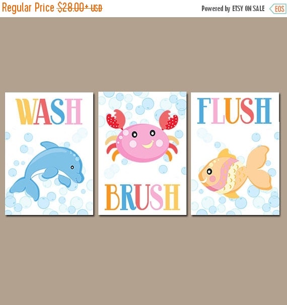 OCEAN BATHROOM Wall Art Canvas or Prints Nautical by TRMdesign