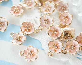4 pcs Pearlized Sakura/ Cherry Blossom Charms (12mm) AZ139