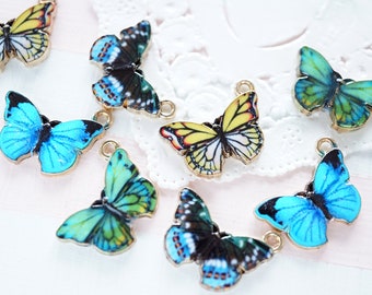 4 pcs Butterfly Print Metal Charm (12mm20mm) AZ519
