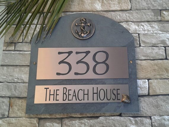 BungalowG - Nautical Home Address Plaque Boat Anchor House Numbers