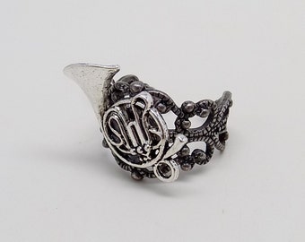 Steampunk jewelry. French horn ring.