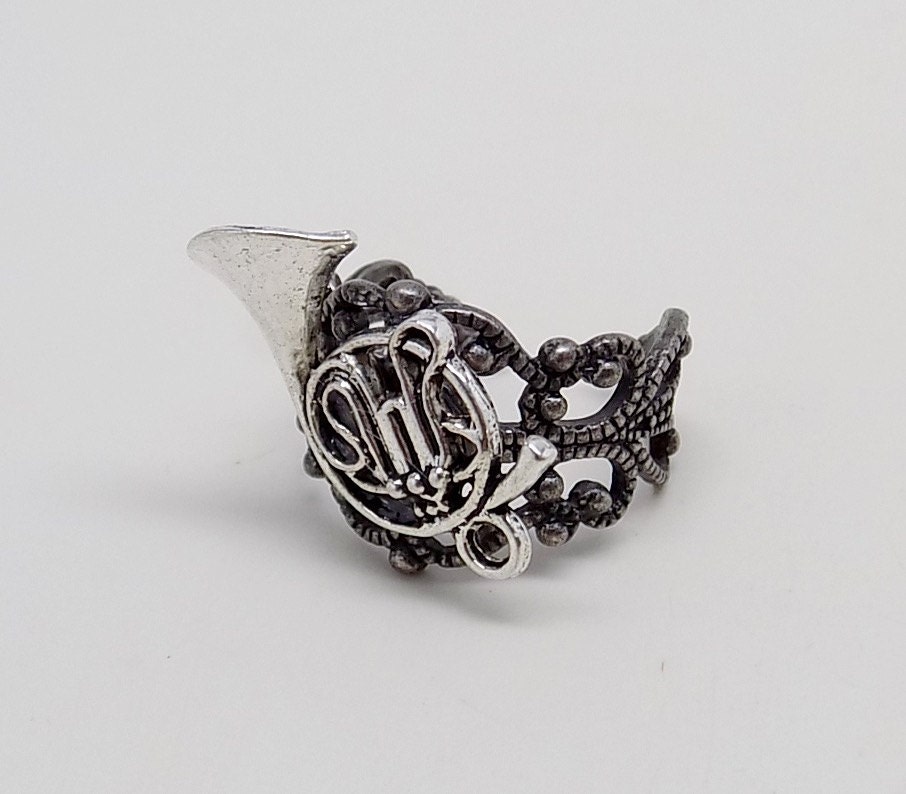 Steampunk jewelry. French horn ring.