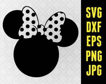 Minnie SVG Disney Iron On Decal Cutting File / Clipart in Svg, Eps, Dxf, Png, and Jpeg for Cricut and Silhouette Mouse Disneyland World