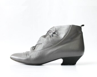 1980s Gray Slouch Ankle Boots