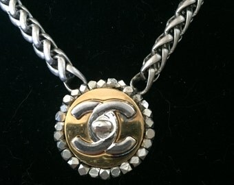 Mixed Metal Necklace Made from Vintage Chanel Earring