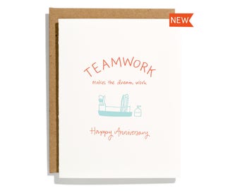 Team Work Anniversary - Letterpress Love Card - CL273