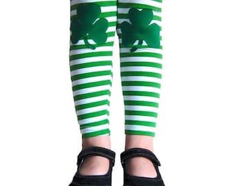 Shamrock Leggings. St Patrick's Leggings. Shamrock Tights. Irish Leggings. Toddler leggings. Green Leggings. Knee patch Leggings.