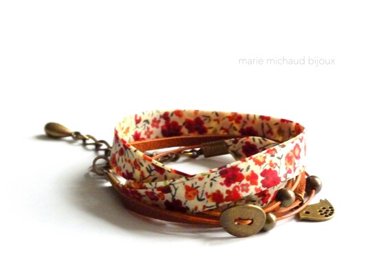 Liberty bracelet,Wrap bracelet,Double wrap bracelet,Textile bracelet,Cuff bracelet,Liberty jewelry,Summer bracelet,Summer jewelry,Liberty