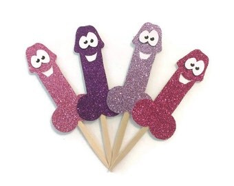 Penis Cupcake Toppers, Bachelorette Party Decor, Penis Men, Bridal Shower, Gag Gift