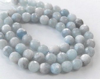 Aquamarine Gemstone. Faceted Round Aquamarine. Semi Precious Gemstone. Your Choice (55aqmx)