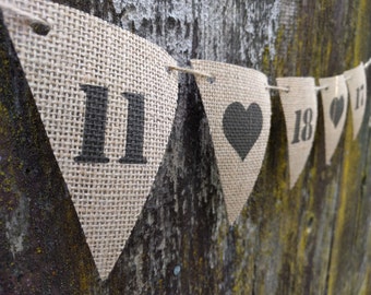 save the date banner, custom engagement sign, engaged, personalized burlap banner, customized wedding date sign, heart save the date sign