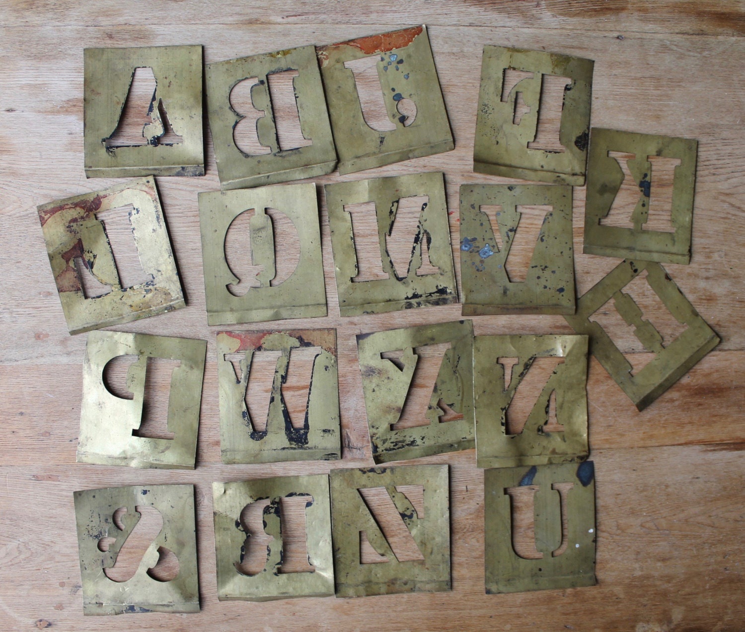 Rustic Vintage Stencils, Brass Stencil Assortment, Craft Supplies ...
