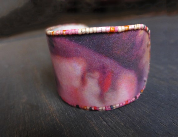 Handmade resin bracelet cuff connector with beaded frame by fancifuldevices