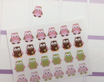 24 Girl Owl Stickers, Fits Erin Condren Planner, Stickers, Cute Planner Stickers, Fits Most Planners