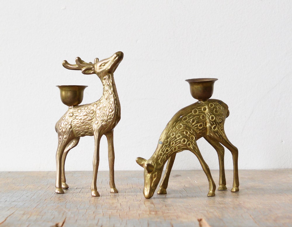 brass deer candle holders vintage brass deer figurines