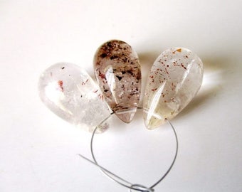 SALE Moss Strawberry quartz smooth briolette