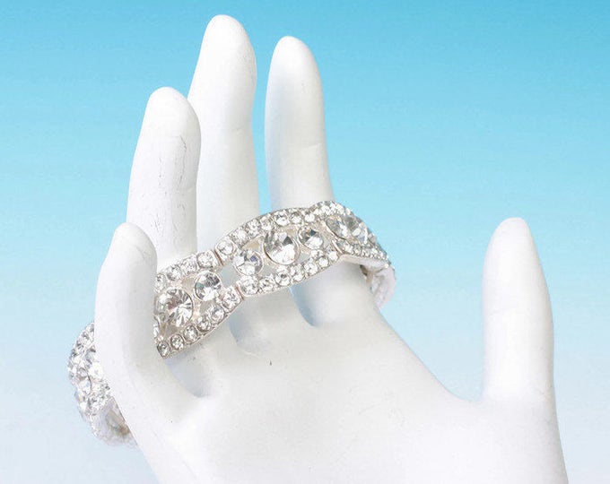 CIJ Sale Rhinestone Stretch Bracelet Pageant Prom Wedding Vintage