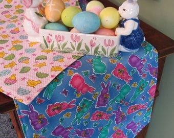 Easter Chicks and BunniesTable Runner 54" Reversible Easter Table Runner Baby Chicks Table Runner Easter Bunny Table Runner Easter decor