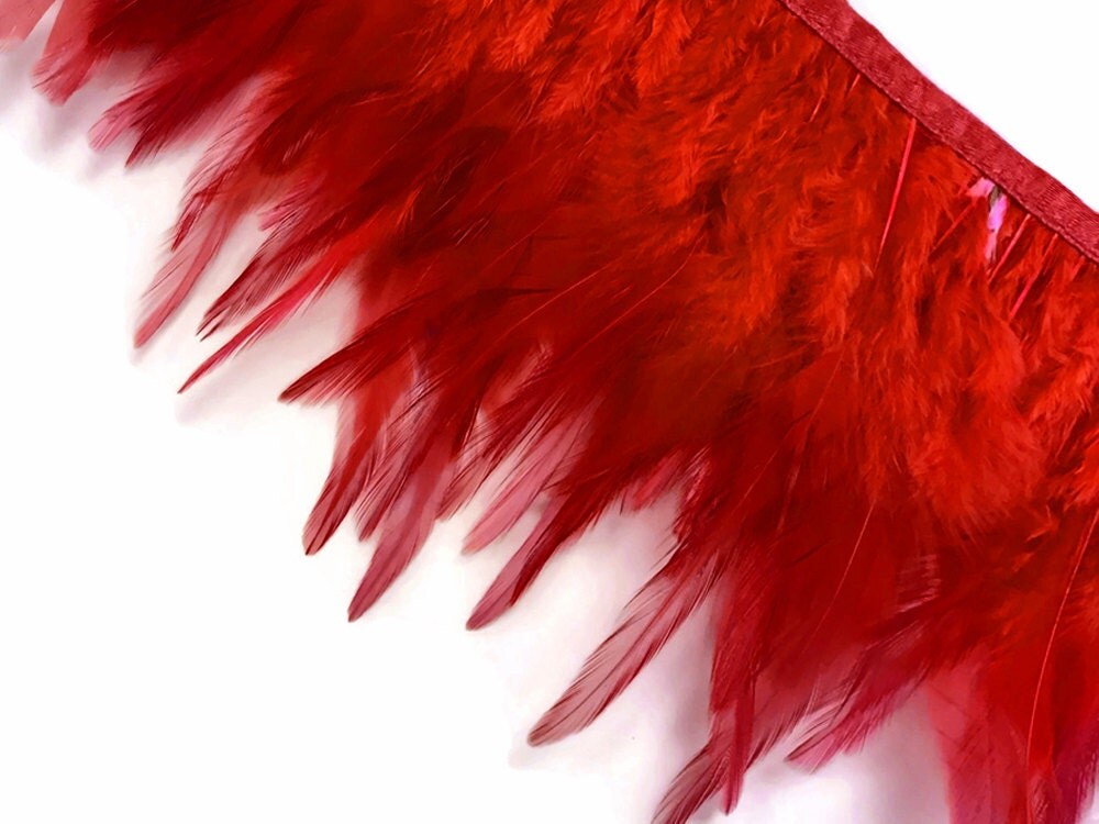 Rooster Trim 1 Yard RED Rooster Neck Hackle Feather Trim