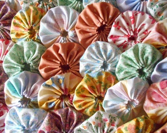 30 Pastel 2 Inch Yo Yo Fabric Applique Quilting Block Barrette Hair Clip Trim Supplies 1