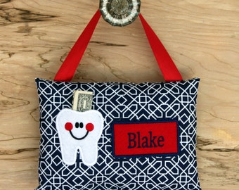 Personalized tooth fairy pillow,Blue Geo Shapes,Tooth Fairy Pillow, tooth fairy pillow boy,boy tooth fairy pillow,---SHIPS NEXT DAY
