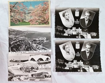 1950s Vintage Postcards Old Grace Kelly Prince Rainier Wedding Avril 19 1956 Paris Monte Carlo Washington DC Collectibles Paper Ephemera