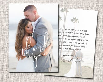 Wedding Thank You Card, Photo Thank You Card, Thank You Card, Printable Thank You Card, Modern Thank You card (Thank You 2 sided)