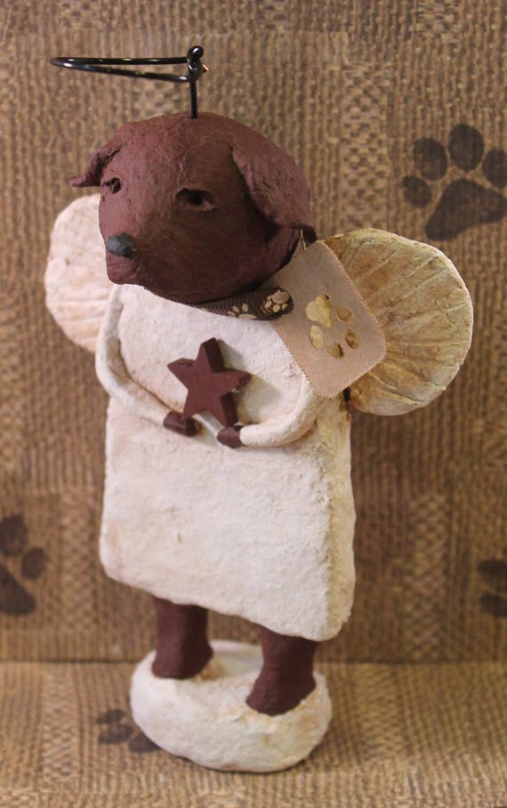 Chocolate Lab Angel OOAK handmade from papier mache